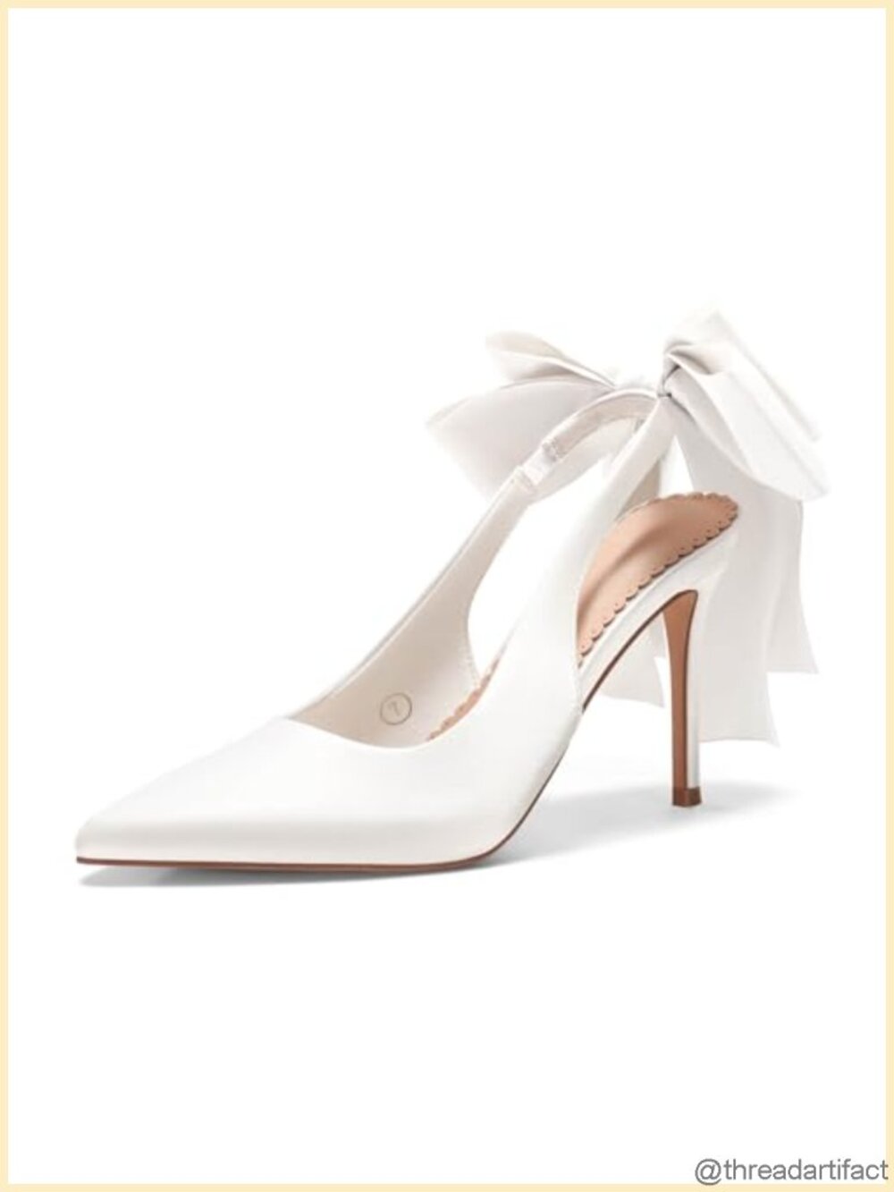 Satin Slingback High Heels with Bow Closed Pointed Toe Wedding Dress Pumps